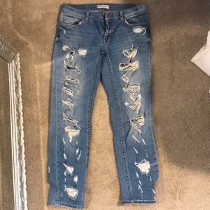 Zara distressed light wash denim